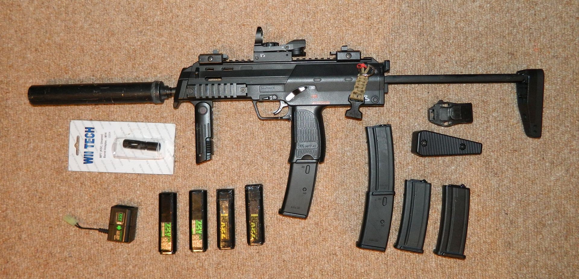 Sold TM MP7 + Silencer, mags, batts and other extra's