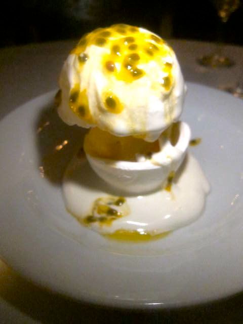 I am not a fan of dry meringue but the passion fruit makes this dish vibrant.