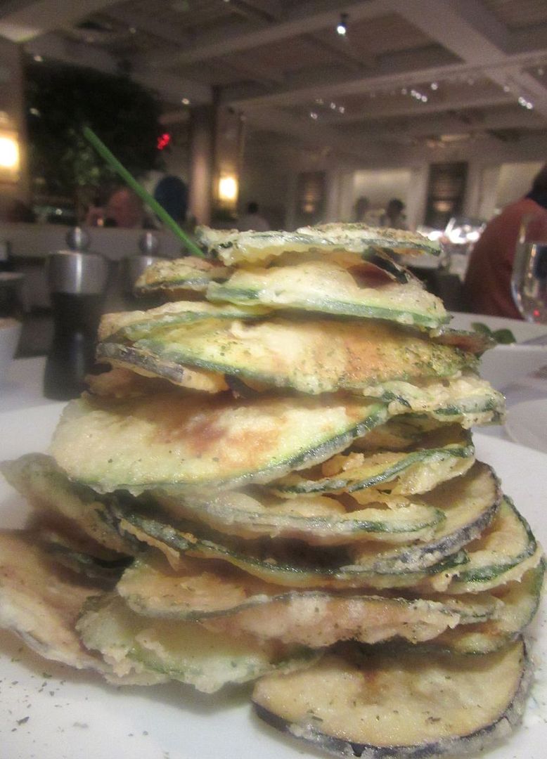 Shocked glances come from fish-eating friends as I eat one greaseless zucchini and eggplant chip after another.