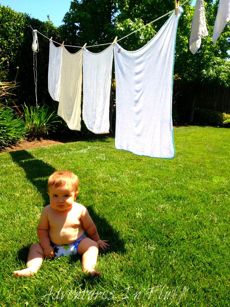 Flat Cloth Diapers On The Clothes Line