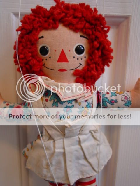 Vintage Knickerbocker Raggedy Ann Push Button Marionette Puppet Doll 