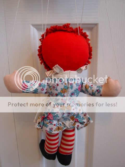 Vintage Knickerbocker Raggedy Ann Push Button Marionette Puppet Doll 