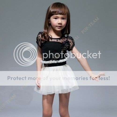 Kids Toddlers Girls White Black Flower Princess Tutu Mini Dress 2 7Y Lovely TYB9