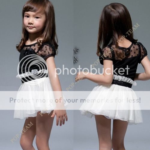 Kids Toddlers Girls White Black Flower Princess Tutu Mini Dress 2 7Y Lovely TYB9