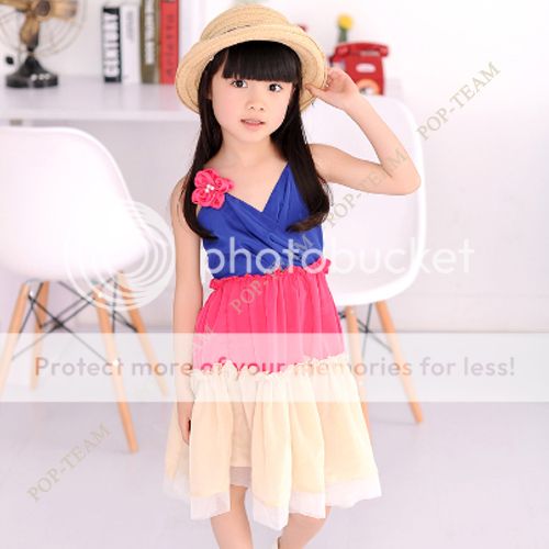 Cut Girls Kids Strap Beach Skirt Dance Dress 6 7Y Costume Colorful TYC9 3