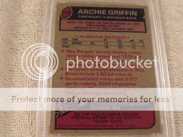 1977 Topps #269 ARCHIE GRIFFIN Cincinnati Bengals   PSA 7 Rookie 2 